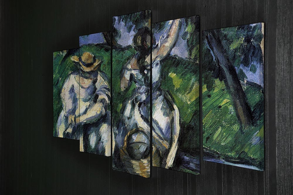 Figures by Cezanne 5 Split Panel Canvas artwork featuring five panels with vibrant colors and abstract human figures.