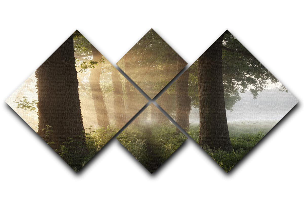 A vibrant 4-square multi panel canvas depicting a summer scene, divided into four equal sections, showcasing bright colors and harmonious design.