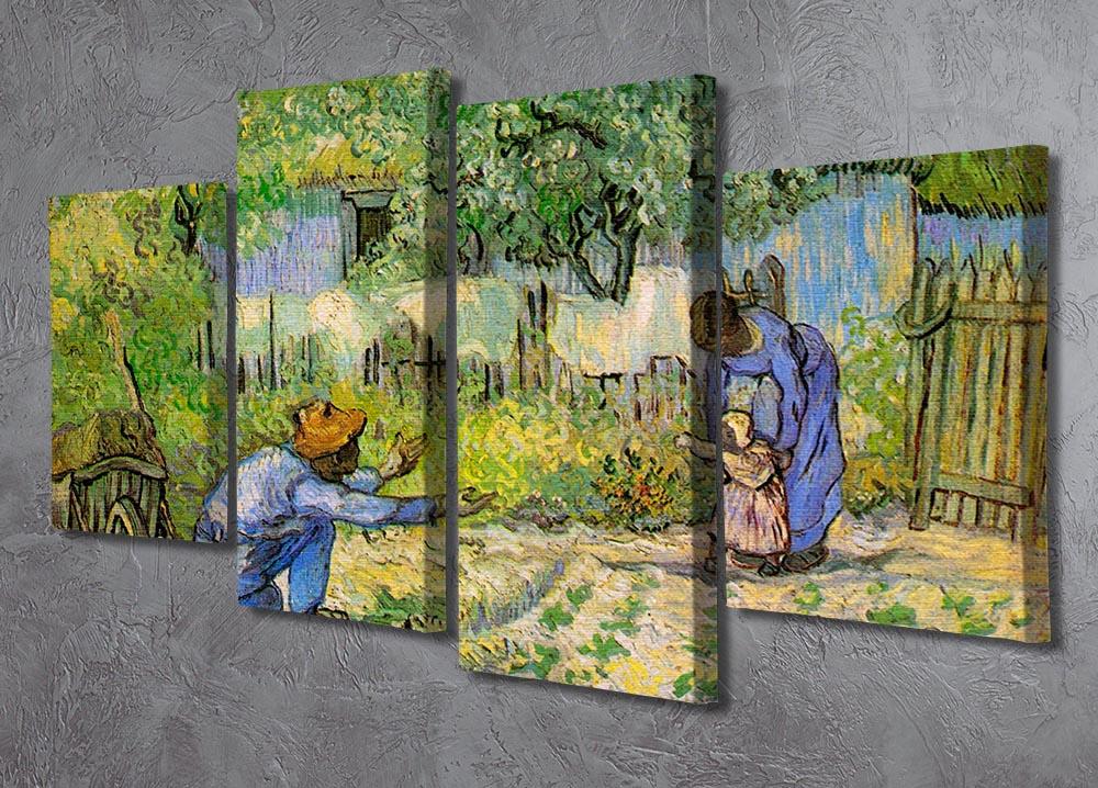 A vibrant 4-split canvas artwork featuring Van Gogh's First Steps, showcasing four panels that create a cohesive image.