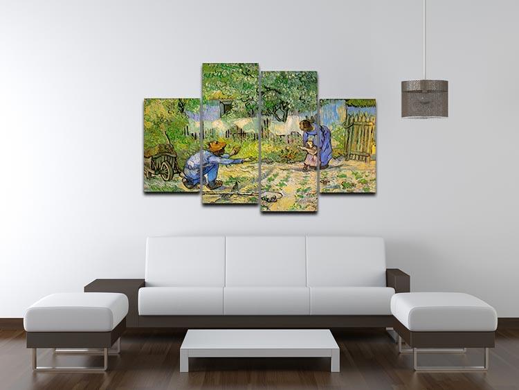 A vibrant 4-split canvas artwork featuring Van Gogh's First Steps, showcasing four panels that create a cohesive image.