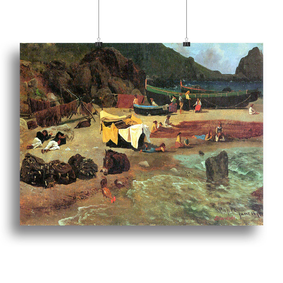 Fishing Boats on Capri canvas print showcasing vibrant colors and serene waters, perfect for home decor.