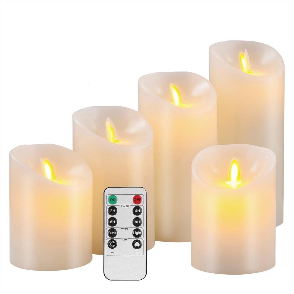 Set of flameless decorative candles made from real wax, featuring a realistic flickering flame effect, ideal for wedding and home decor.