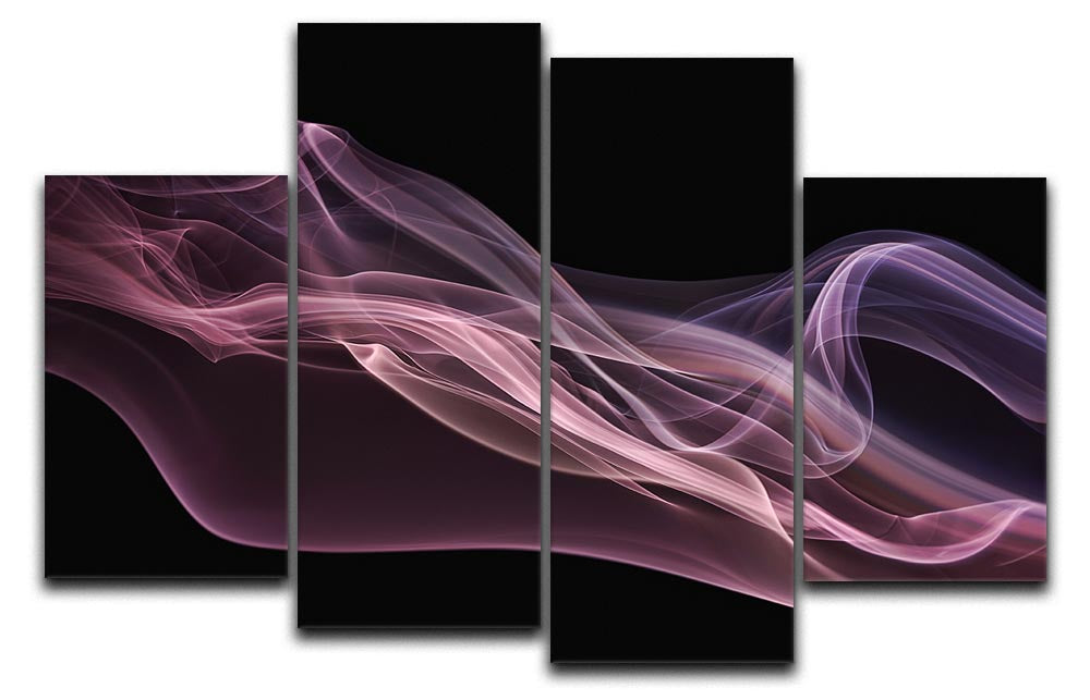 A vibrant 4-split canvas artwork featuring purple and pink colors, arranged in a dynamic layout for modern decor.