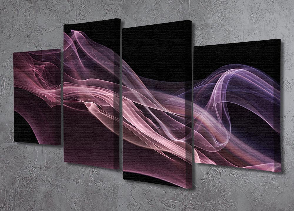 A vibrant 4-split canvas artwork featuring purple and pink colors, arranged in a dynamic layout for modern decor.