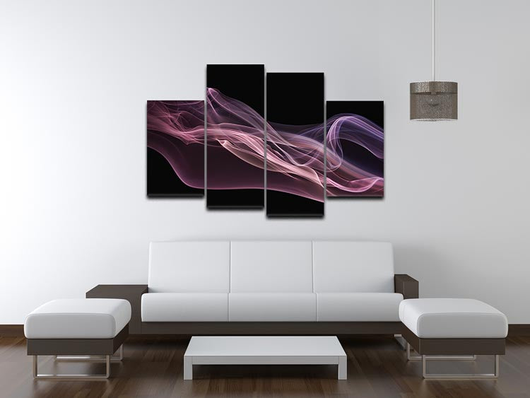 A vibrant 4-split canvas artwork featuring purple and pink colors, arranged in a dynamic layout for modern decor.