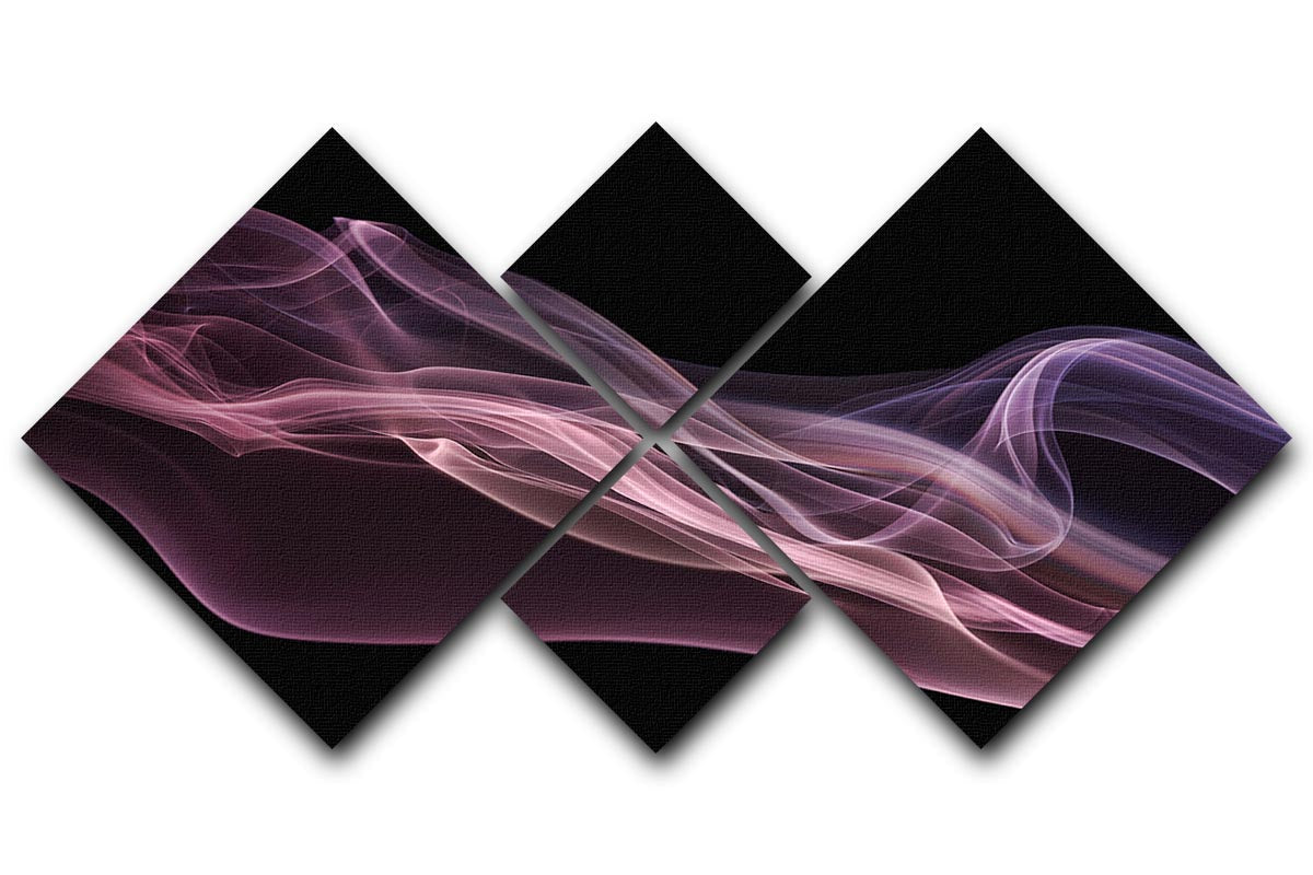 Floating Purple In Pink 4 Square Multi Panel Canvas artwork featuring vibrant purple and pink colors in a modern design.