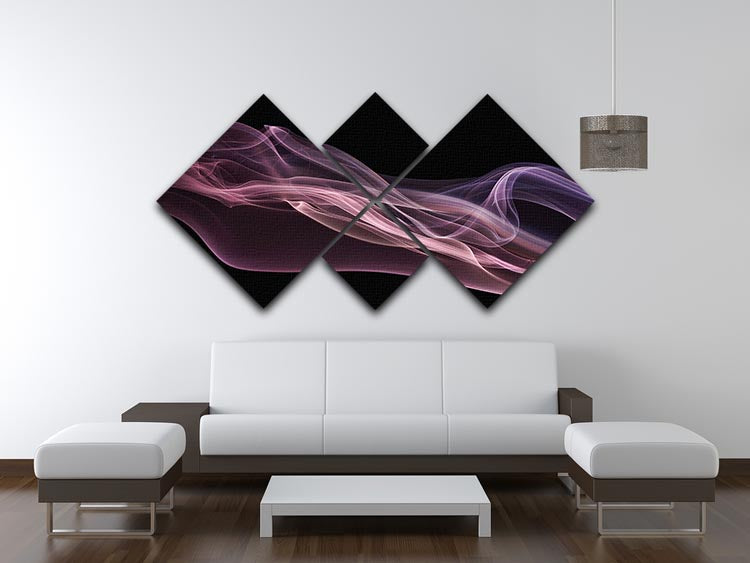 Floating Purple In Pink 4 Square Multi Panel Canvas artwork featuring vibrant purple and pink colors in a modern design.
