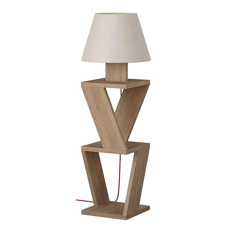 IBIZA Floor Lamp in natural beech and white fabric, standing 85cm tall, perfect for home or office use.