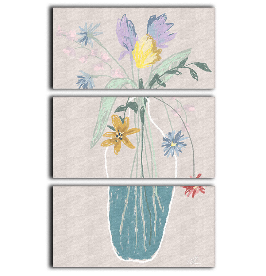 A beautiful 3-panel canvas print featuring a vibrant flower bouquet, enhancing any room's decor.