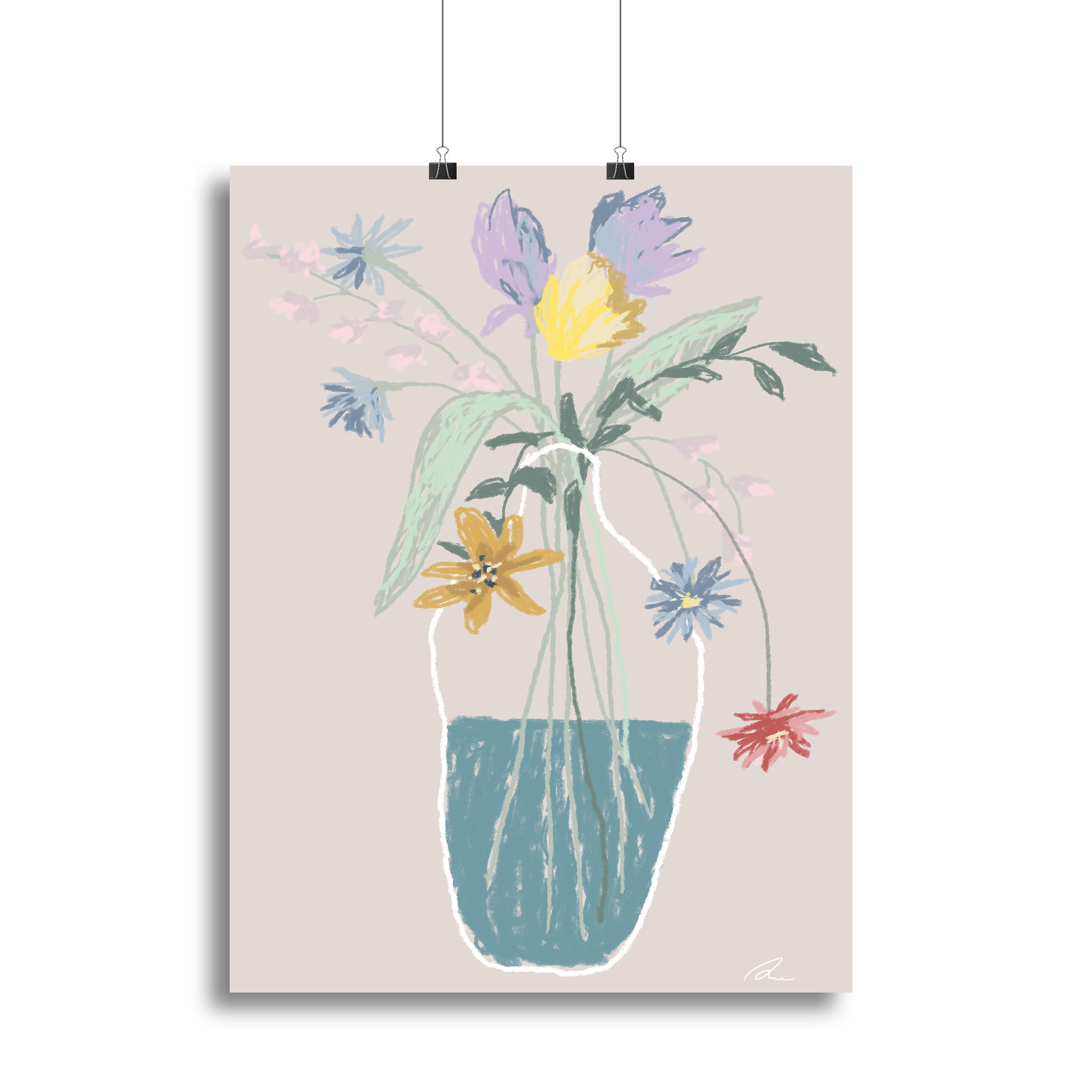 A vibrant flower bouquet canvas print showcasing colorful blooms, perfect for home decor.