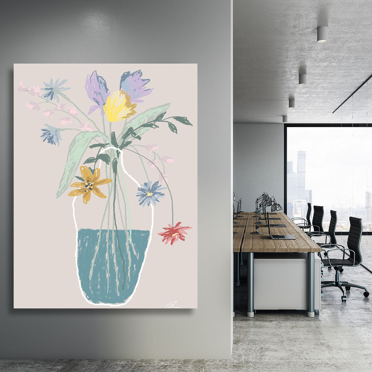 A vibrant flower bouquet canvas print showcasing colorful blooms, perfect for home decor.