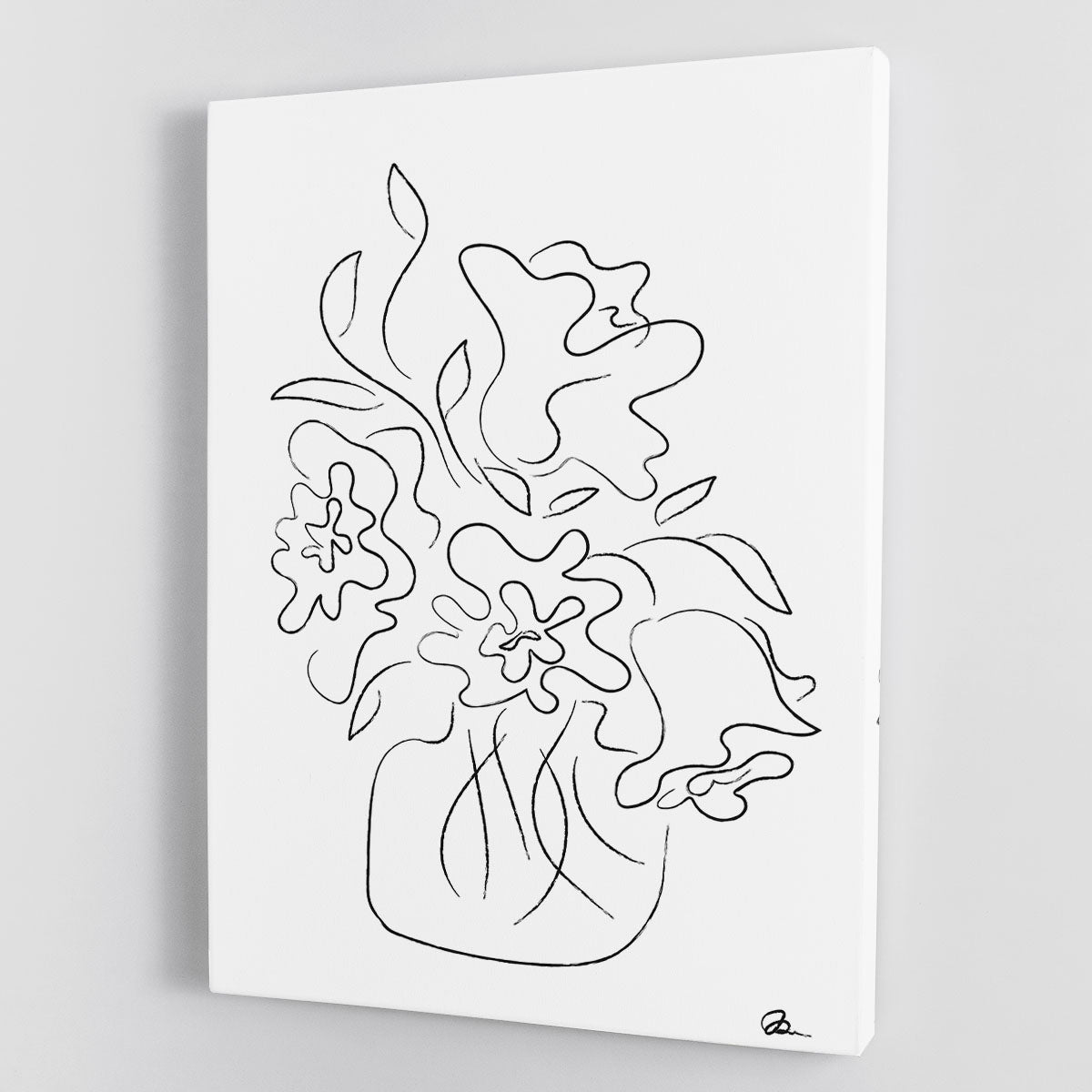 A beautiful white canvas print featuring a vibrant flower bouquet, perfect for home decor.