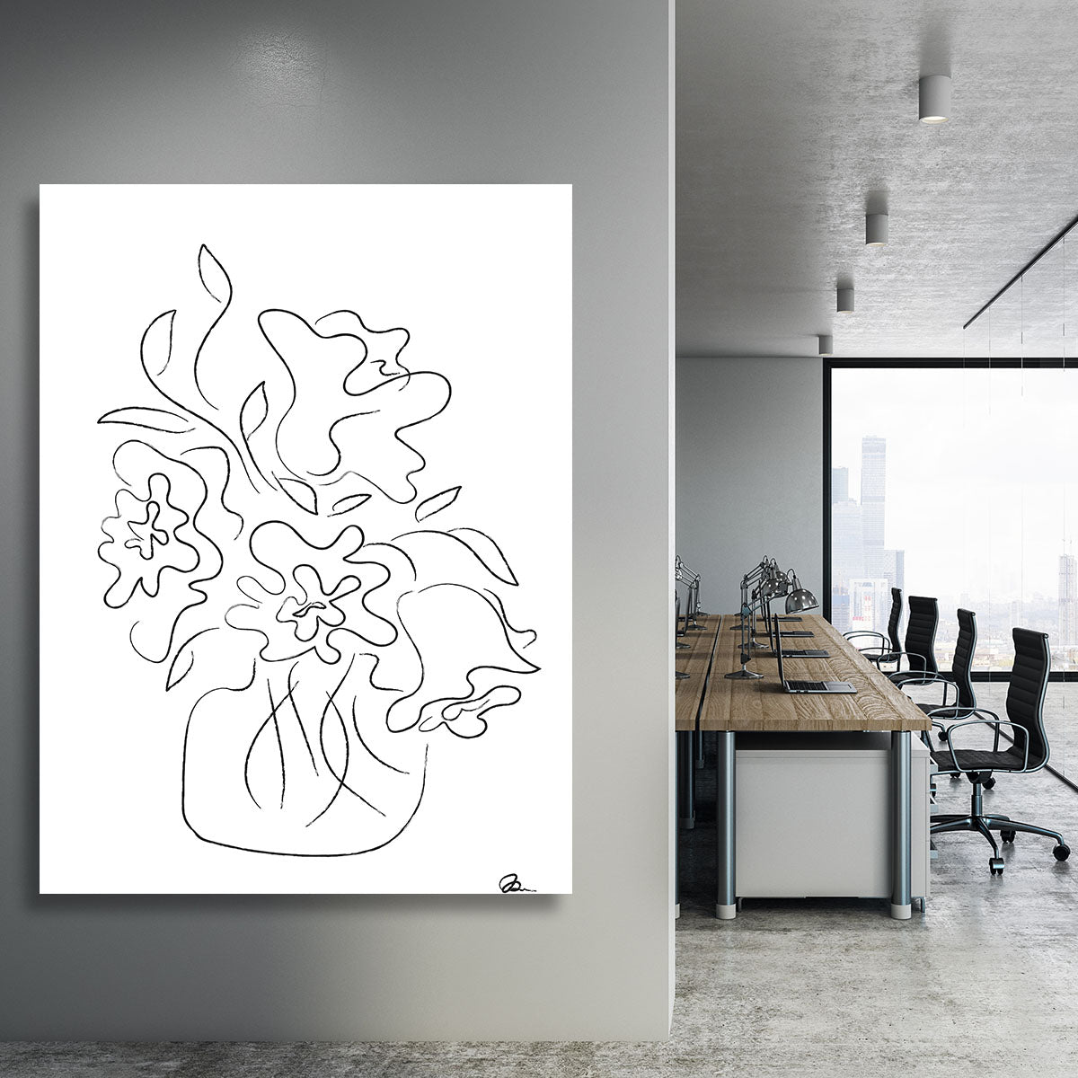 A beautiful white canvas print featuring a vibrant flower bouquet, perfect for home decor.