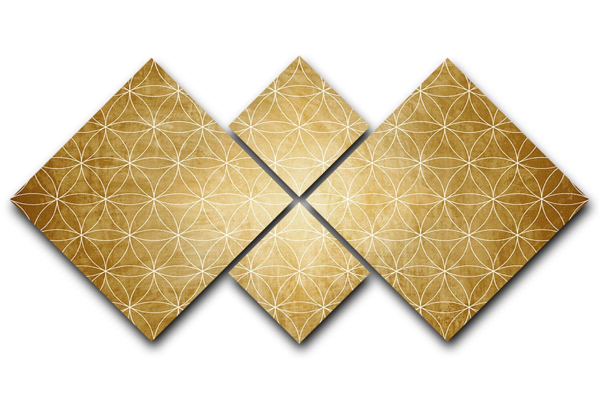 Flower Geometry 4 Square Multi Panel Canvas featuring vibrant floral designs in four equal sections, perfect for home decor.