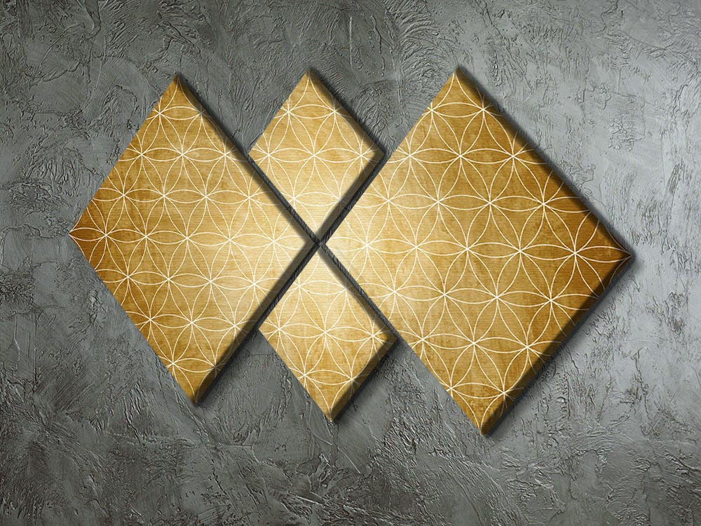 Flower Geometry 4 Square Multi Panel Canvas featuring vibrant floral designs in four equal sections, perfect for home decor.