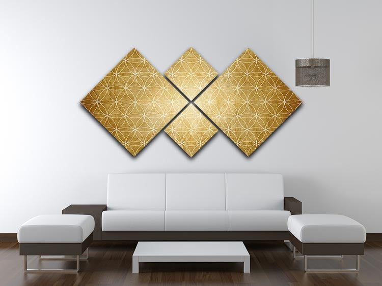 Flower Geometry 4 Square Multi Panel Canvas featuring vibrant floral designs in four equal sections, perfect for home decor.