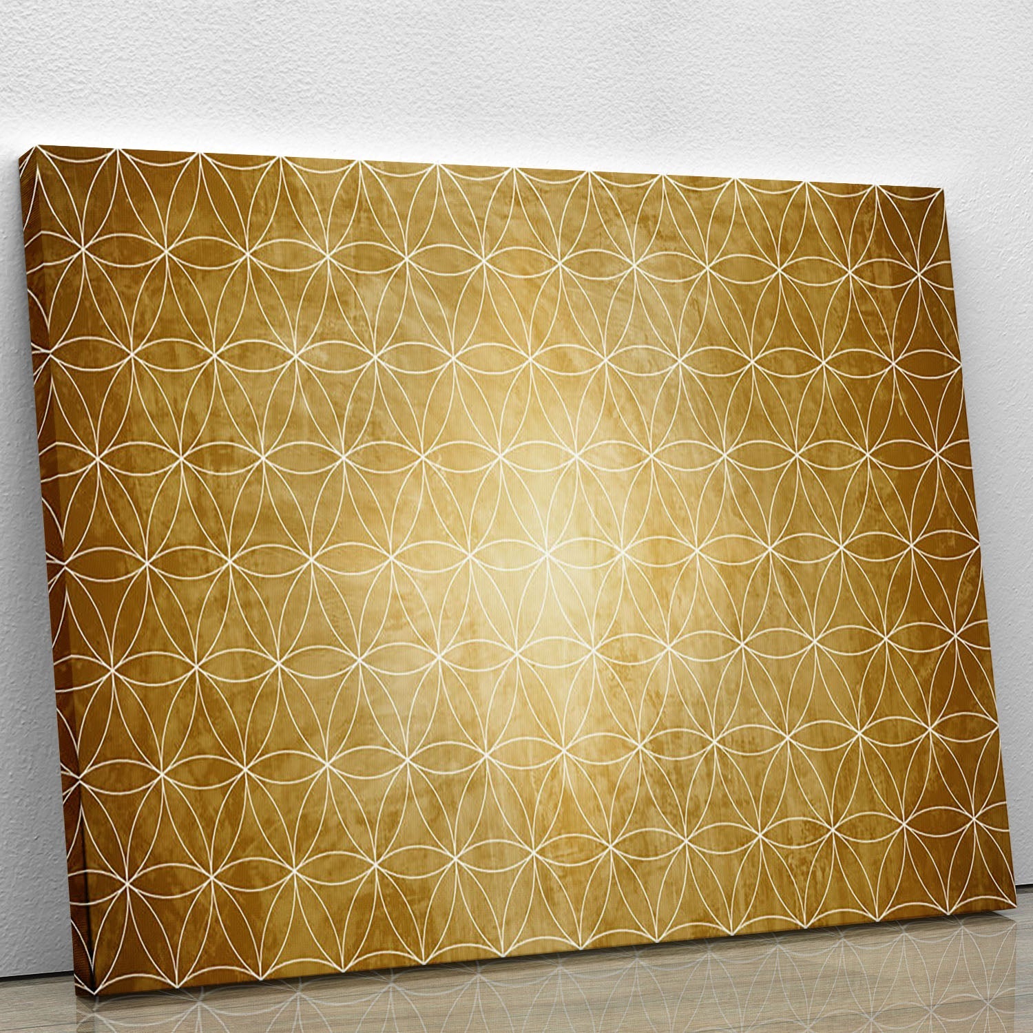 A vibrant Flower Geometry Canvas Print featuring floral patterns intertwined with geometric shapes, perfect for modern decor.