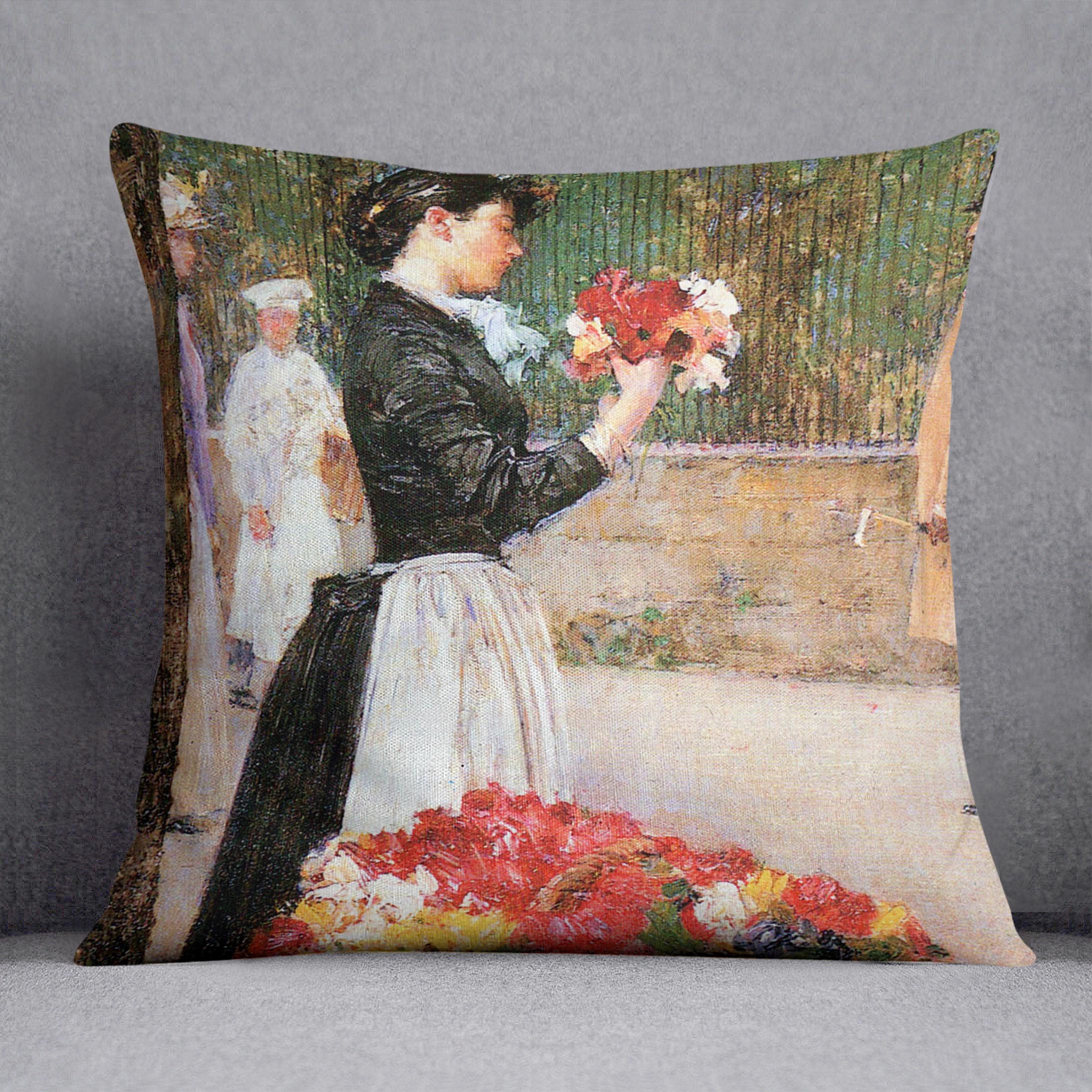 Flower Girl by Hassam Cushion featuring vibrant abstract designs on luxurious vegan faux suede.