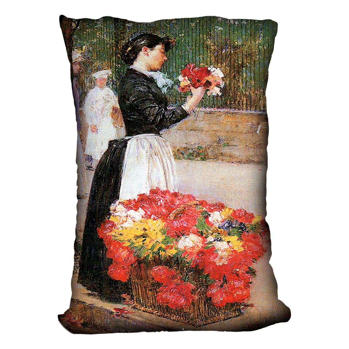 Flower Girl by Hassam Cushion featuring vibrant abstract designs on luxurious vegan faux suede.