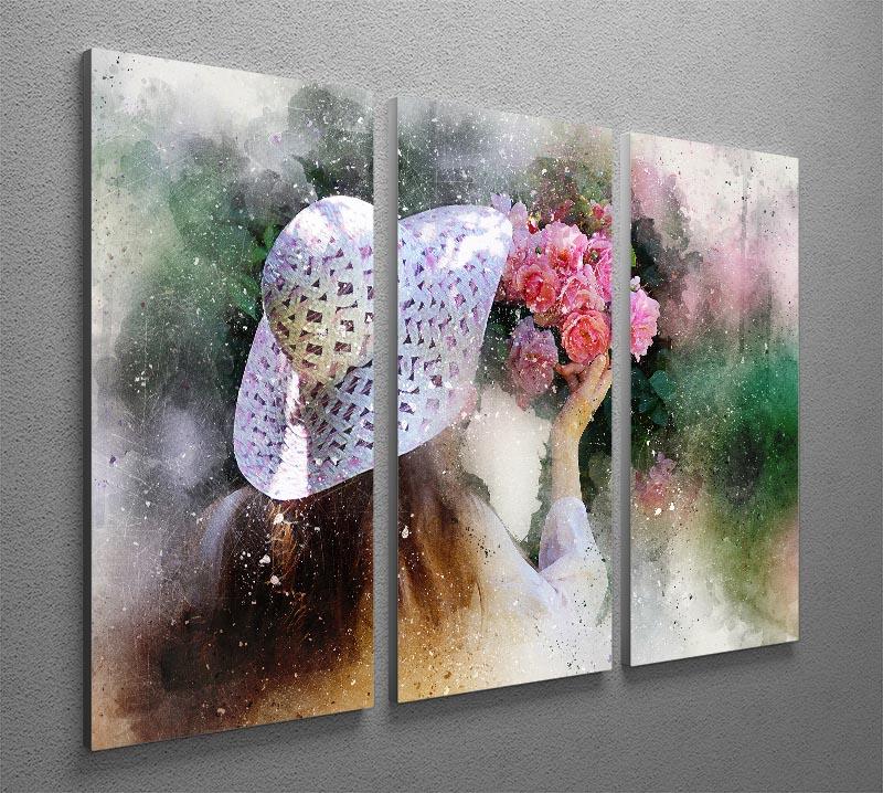 A beautiful 3-panel canvas print featuring a Flower Girl painting, showcasing vibrant colors and intricate details, perfect for home decor.