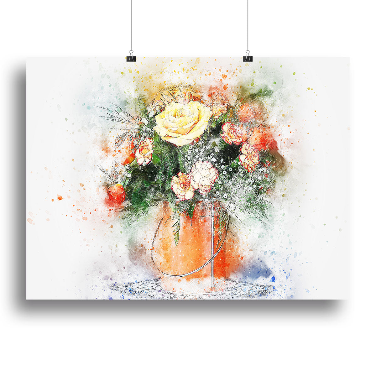 A vibrant flower painting canvas print showcasing colorful blooms, perfect for home decor.