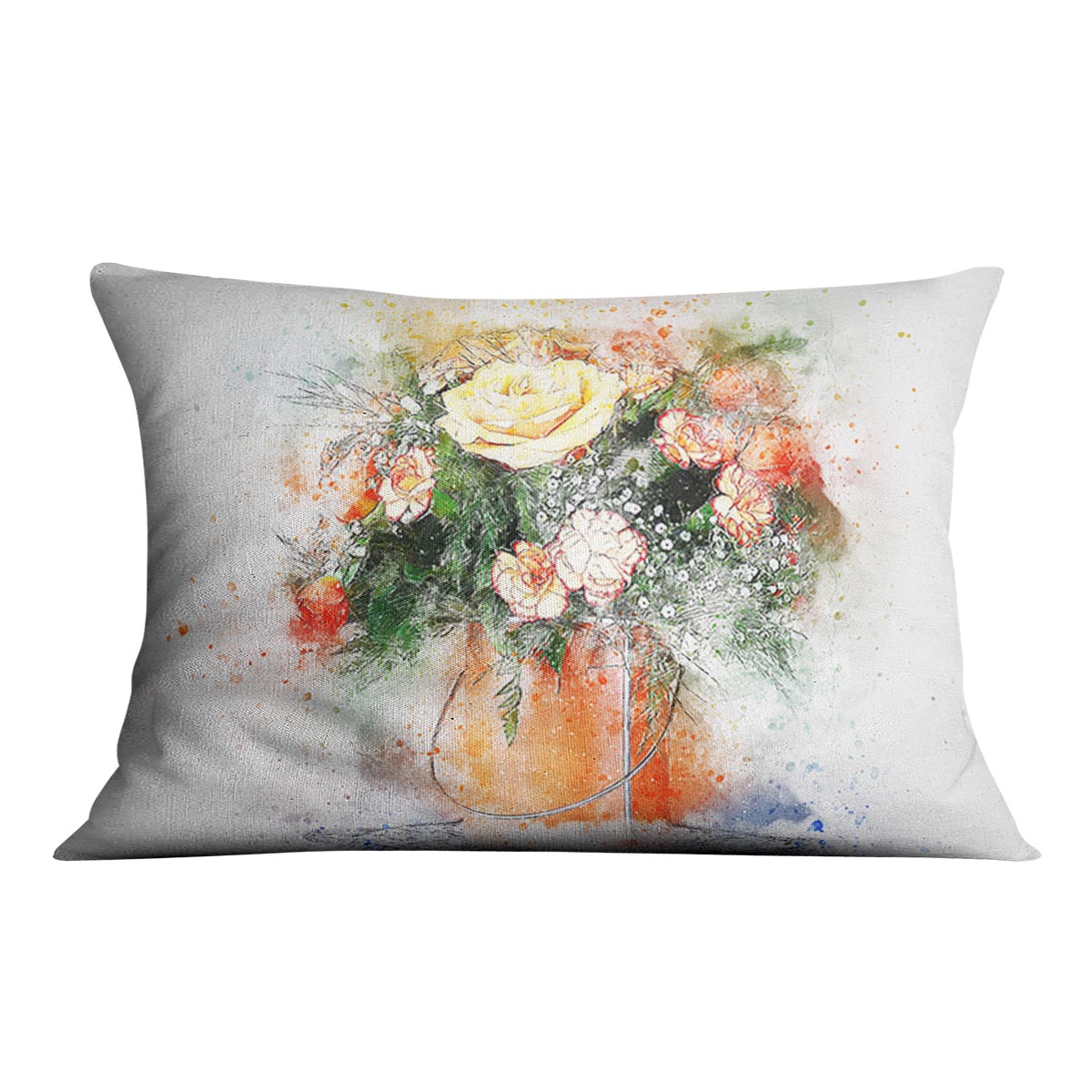 A vibrant Flower Painting Cushion featuring an abstract floral design on luxurious vegan faux suede, perfect for home decor.