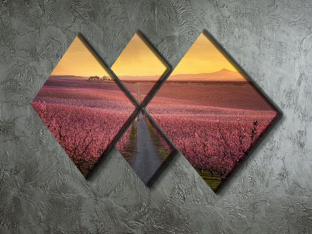 A beautiful 4-square multi panel canvas featuring vibrant floral artwork, perfect for home decor.