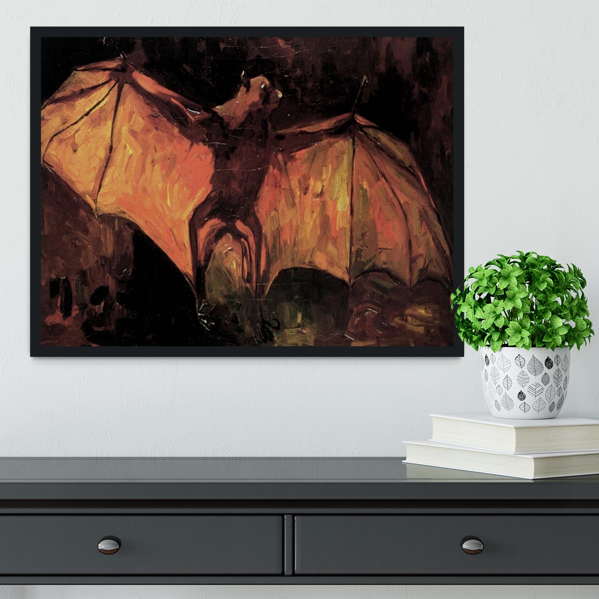 Framed print of Flying Fox by Van Gogh, showcasing vibrant colors and high-quality craftsmanship in a stylish frame.