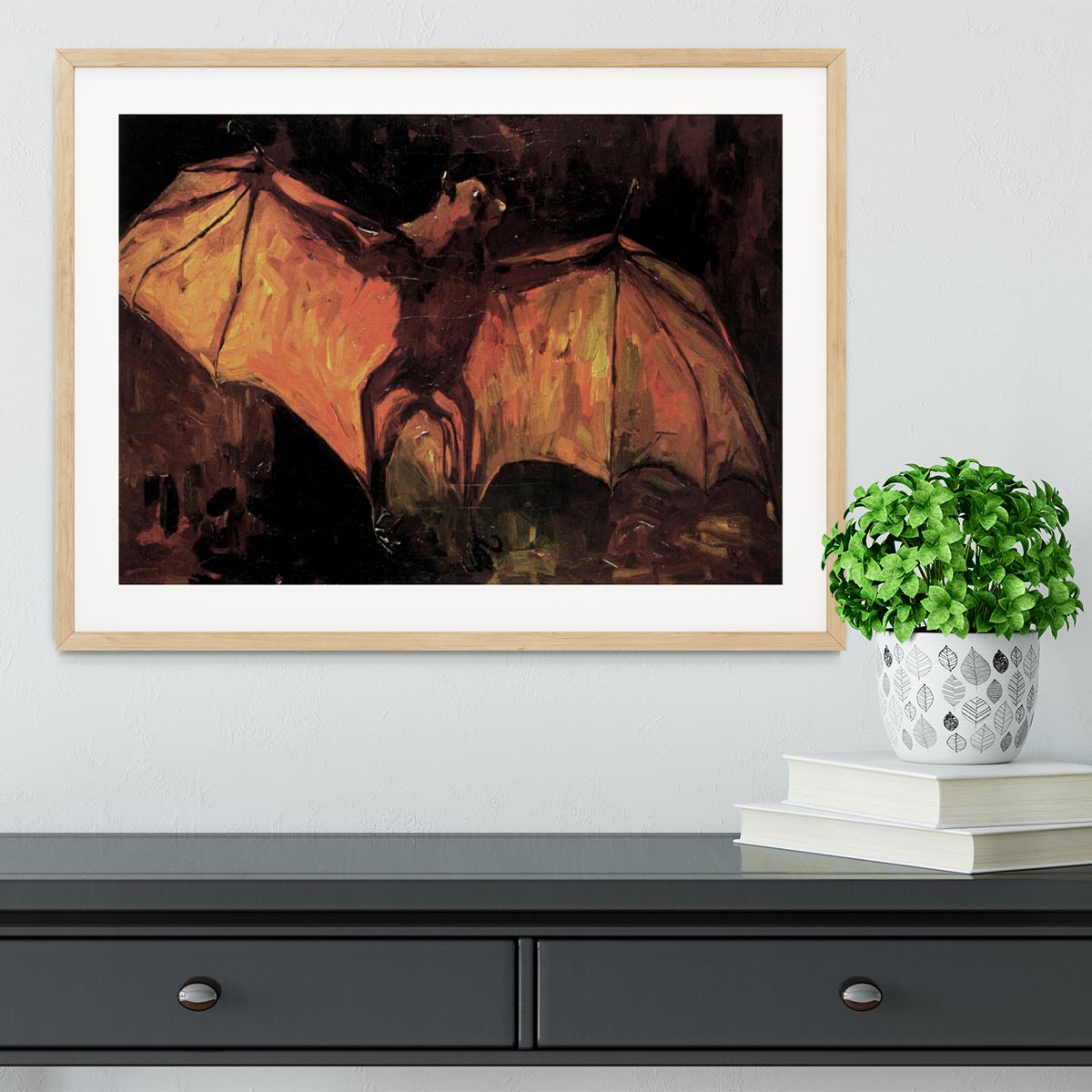 Framed print of Flying Fox by Van Gogh, showcasing vibrant colors and high-quality craftsmanship in a stylish frame.