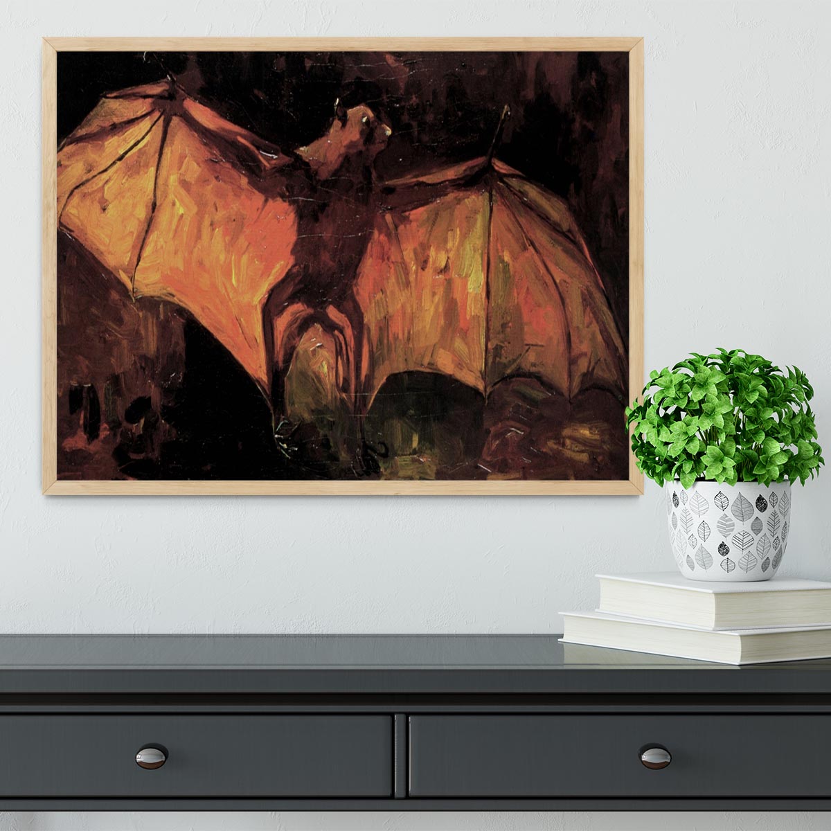 Framed print of Flying Fox by Van Gogh, showcasing vibrant colors and high-quality craftsmanship in a stylish frame.