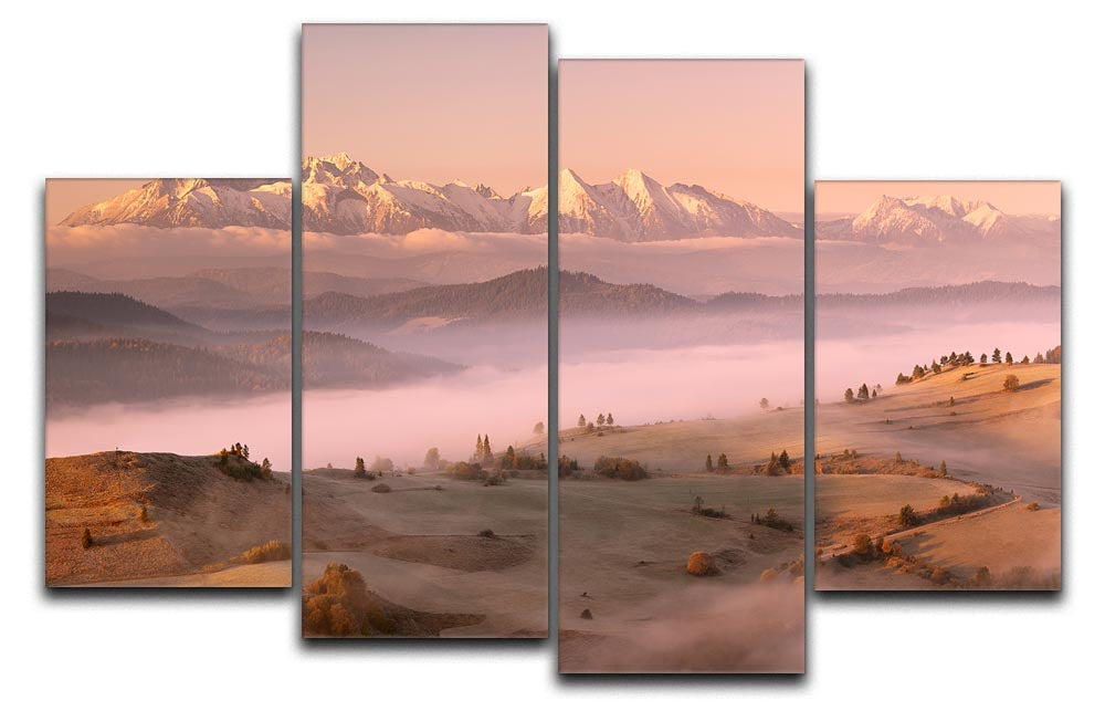 Fog Tatra 4 Split Panel Canvas featuring a dynamic multi-dimensional artwork divided into four equal sections.