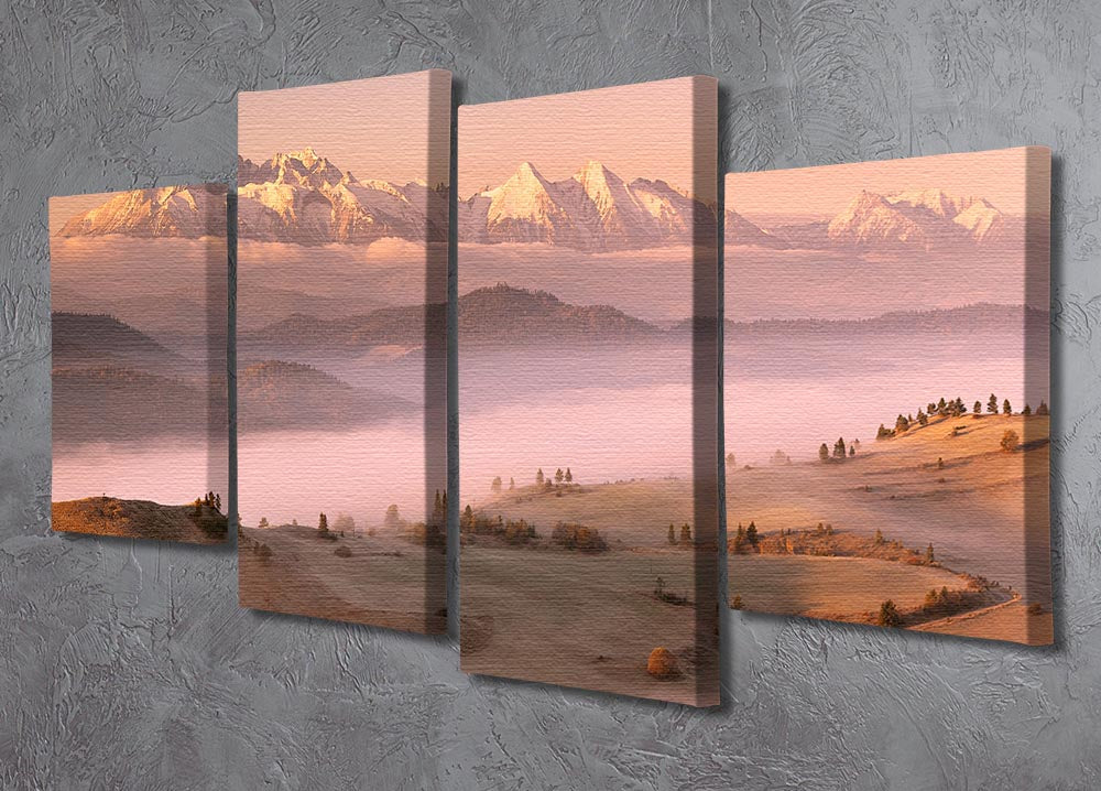 Fog Tatra 4 Split Panel Canvas featuring a dynamic multi-dimensional artwork divided into four equal sections.