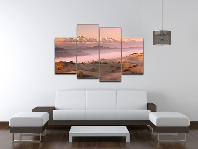Fog Tatra 4 Split Panel Canvas featuring a dynamic multi-dimensional artwork divided into four equal sections.