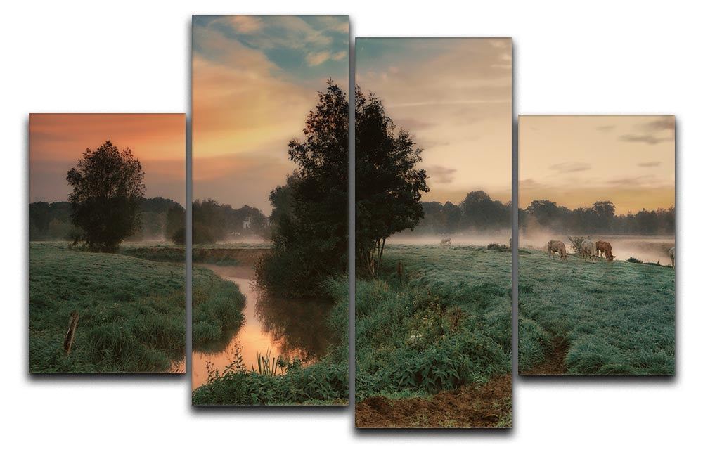 Foggy Dream 4 Split Panel Canvas artwork featuring serene, dreamy imagery divided into four panels, creating a cohesive and dynamic display.