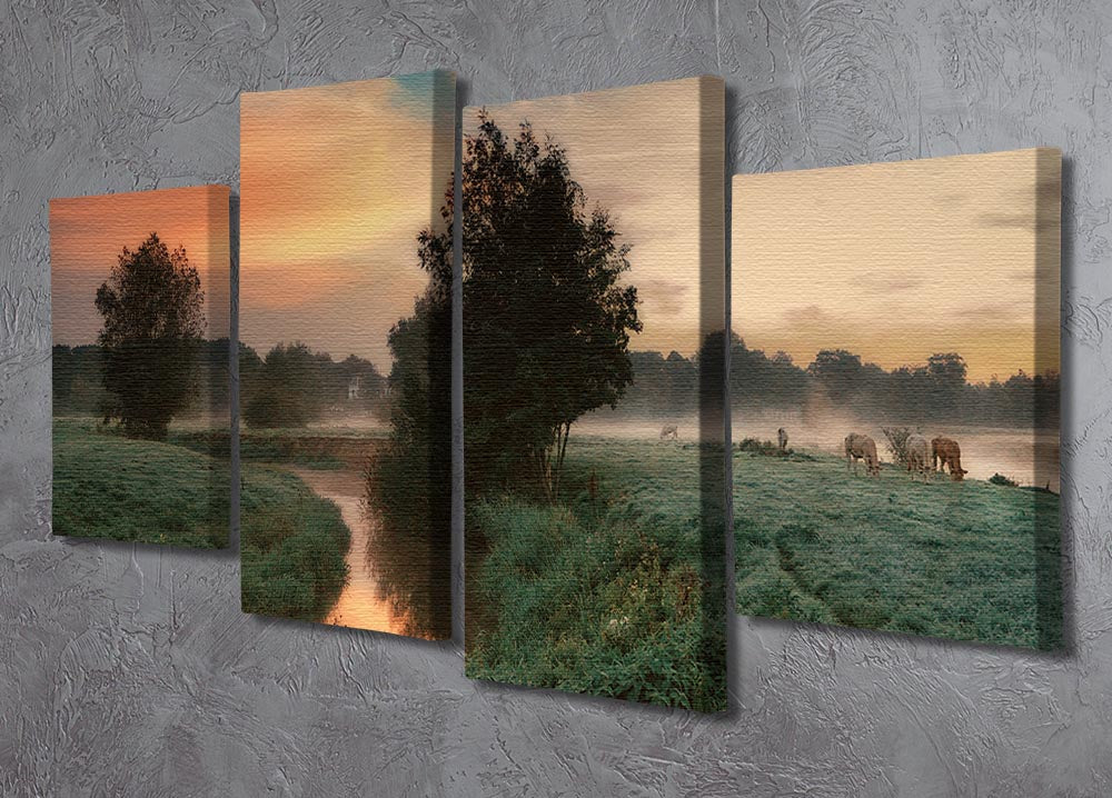 Foggy Dream 4 Split Panel Canvas artwork featuring serene, dreamy imagery divided into four panels, creating a cohesive and dynamic display.
