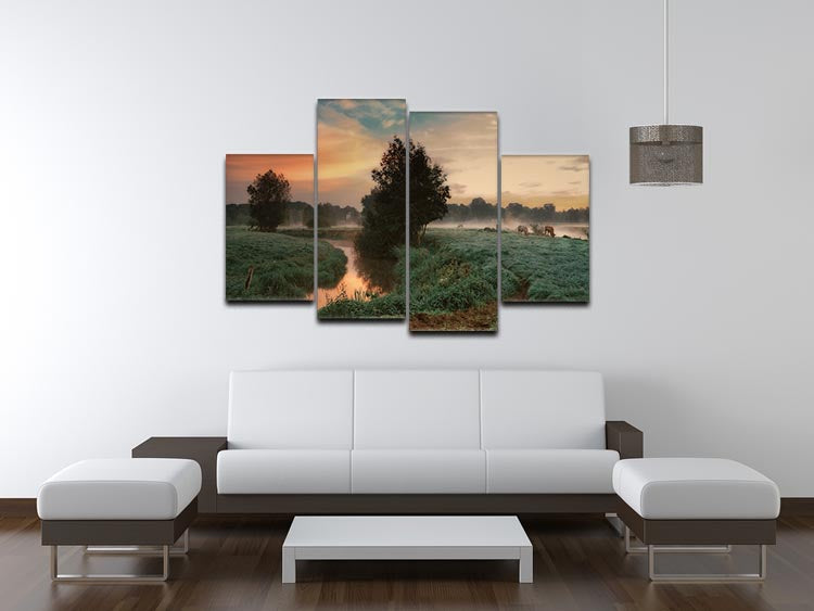 Foggy Dream 4 Split Panel Canvas artwork featuring serene, dreamy imagery divided into four panels, creating a cohesive and dynamic display.
