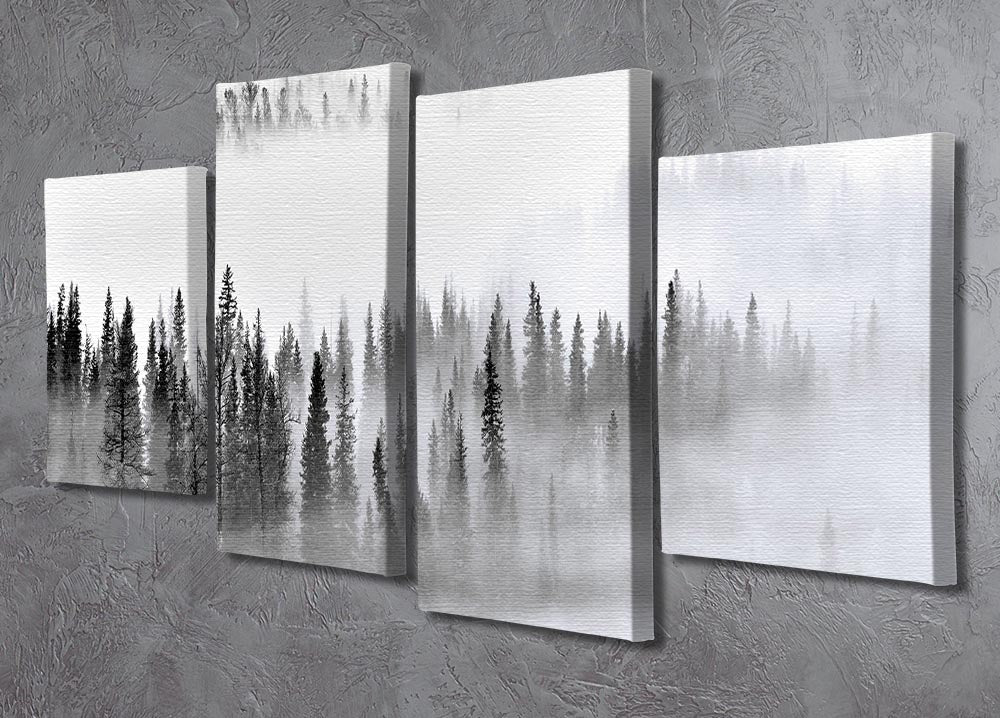 Foggy Forest 4 Split Panel Canvas artwork featuring a serene forest scene divided into four panels.
