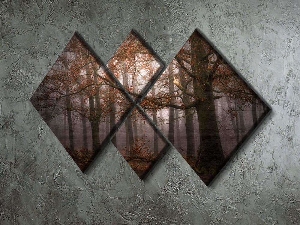 Foggy Memory Of The Past 4 Square Multi Panel Canvas artwork featuring serene and reflective imagery divided into four equal panels.