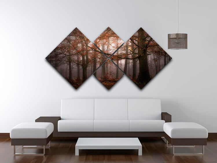 Foggy Memory Of The Past 4 Square Multi Panel Canvas artwork featuring serene and reflective imagery divided into four equal panels.