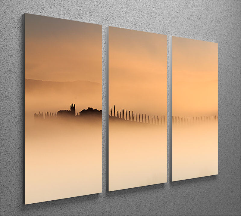 Foggy Sunrise 3 Split Panel Canvas Print featuring serene landscape with soft colors and foggy atmosphere, ideal for home decor.