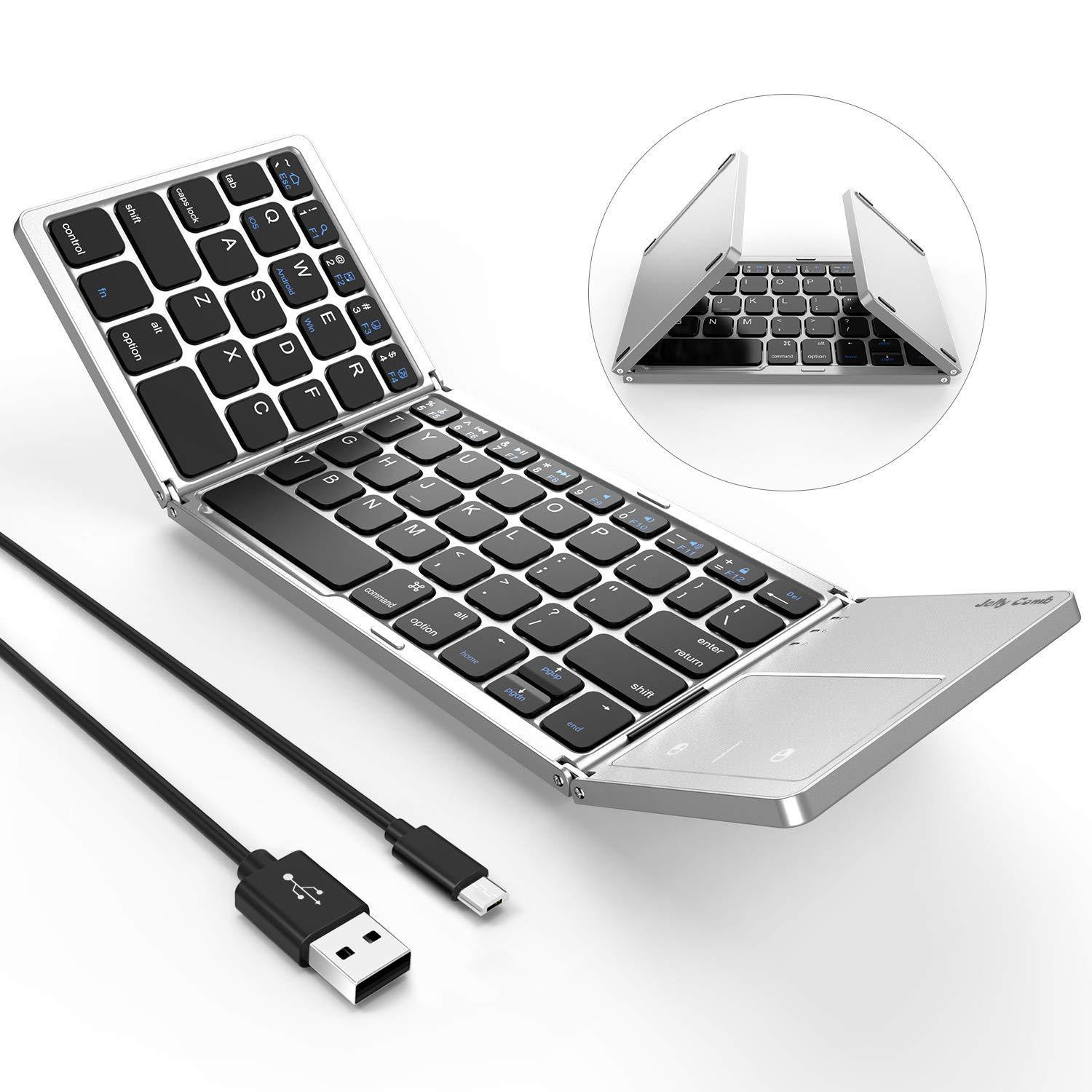 Foldable Bluetooth Keyboard showcasing its compact design and dual mode functionality, ideal for travel and versatile use.