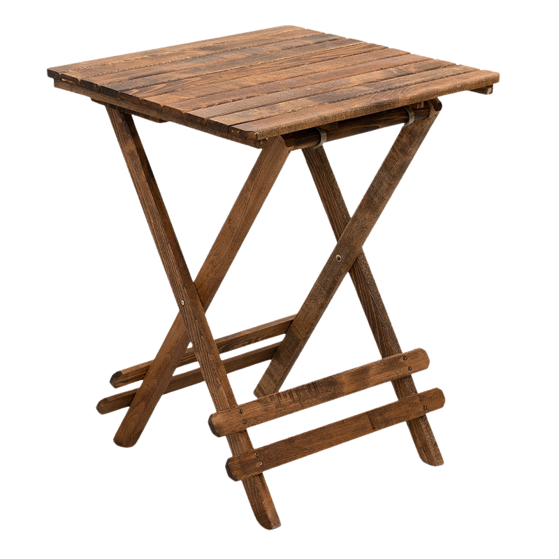 Foldable Table JANET made of beech wood in walnut color, dimensions 60x60x75cm, ideal for garden and balcony use.