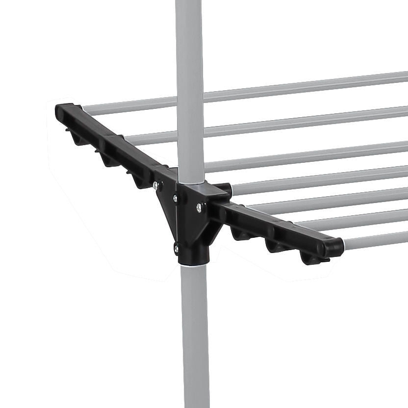 Folding 3 Tier Clothes Laundry Drying Rack with Stainless Steel Tubes, showcasing its spacious design and portability features.