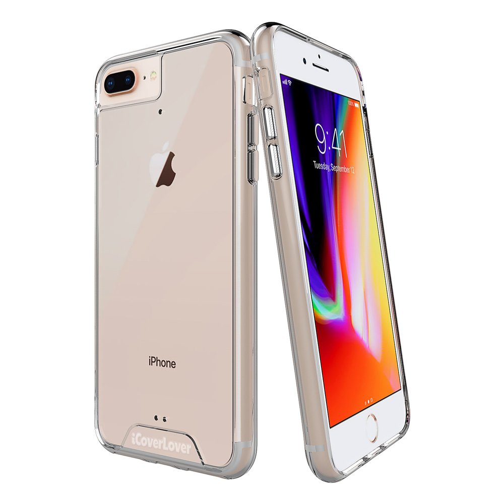 iCoverLover Clear Cover Case for iPhone 8 Plus, 7 Plus, 6S Plus, and 6 Plus, showcasing its transparent design and lightweight build.