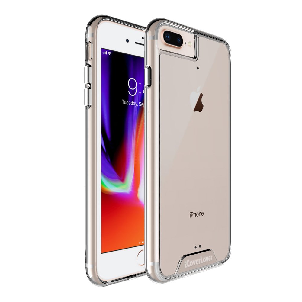 iCoverLover Clear Cover Case for iPhone 8 Plus, 7 Plus, 6S Plus, and 6 Plus, showcasing its transparent design and lightweight build.