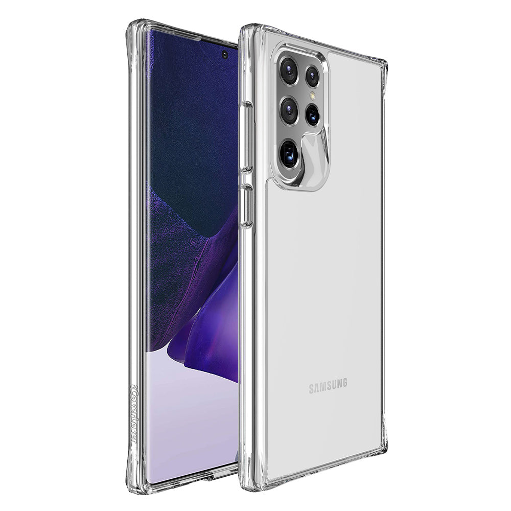 iCoverLover Slim Shock-proof Case for Samsung Galaxy S22 Ultra, showcasing its transparent design and durable materials.