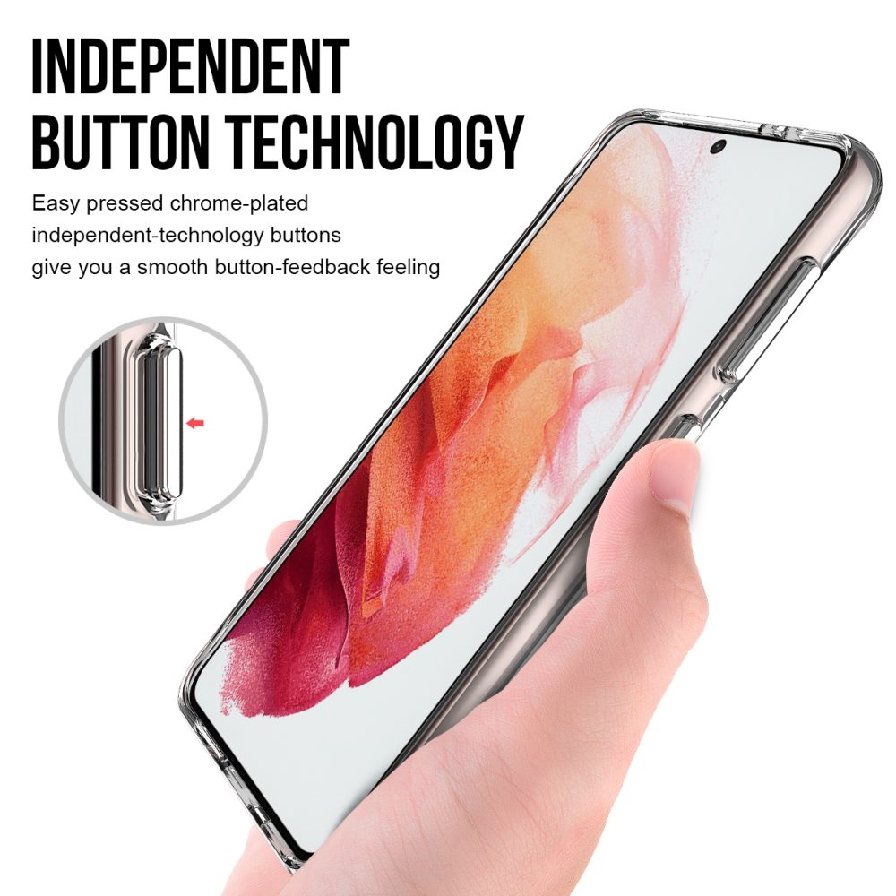 iCoverLover Shockproof Clear Case for Samsung Galaxy S21, showcasing its transparent design and protective features.