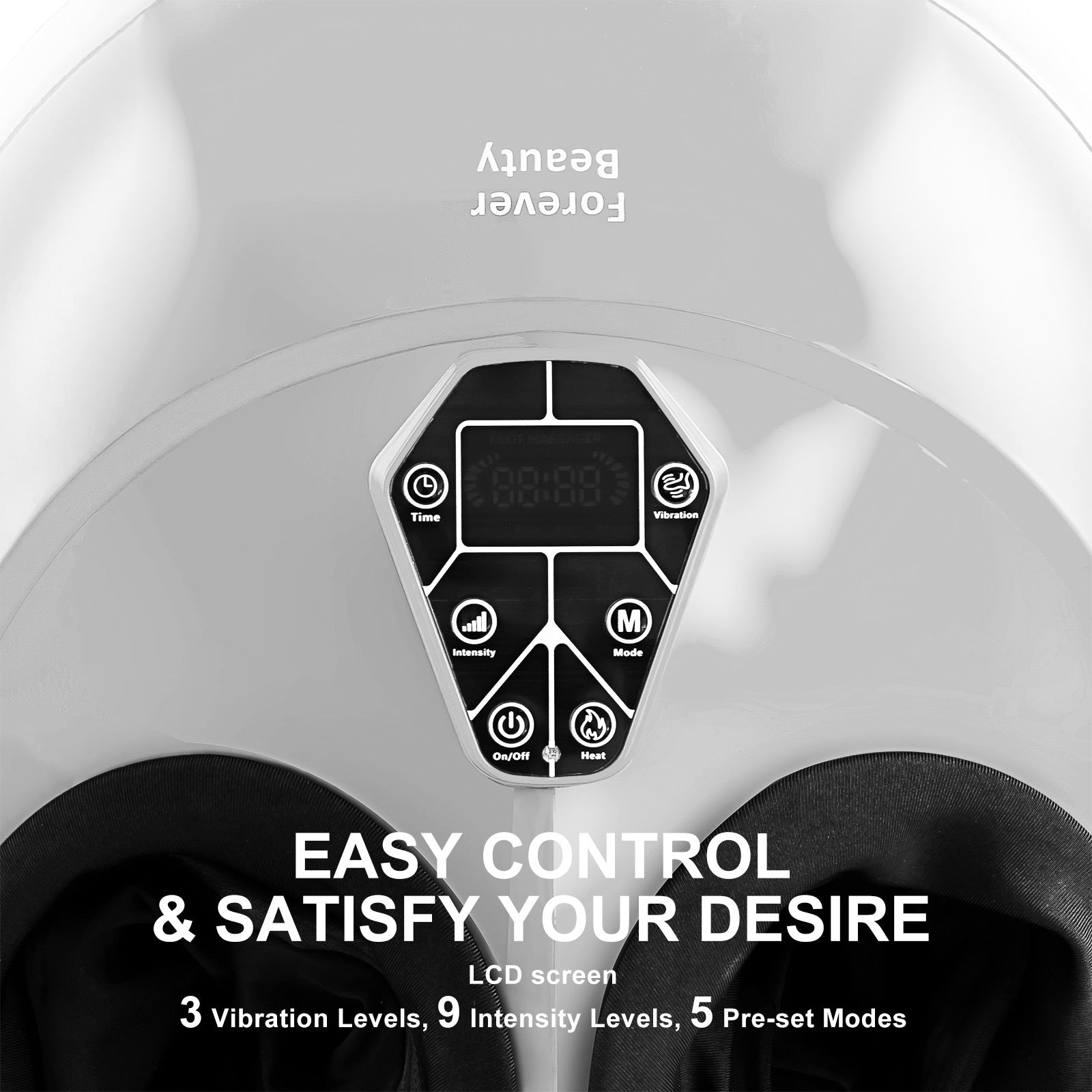 Forever Beauty Silver Foot Massager with air compression and shiatsu heat features, designed for ultimate foot relaxation.