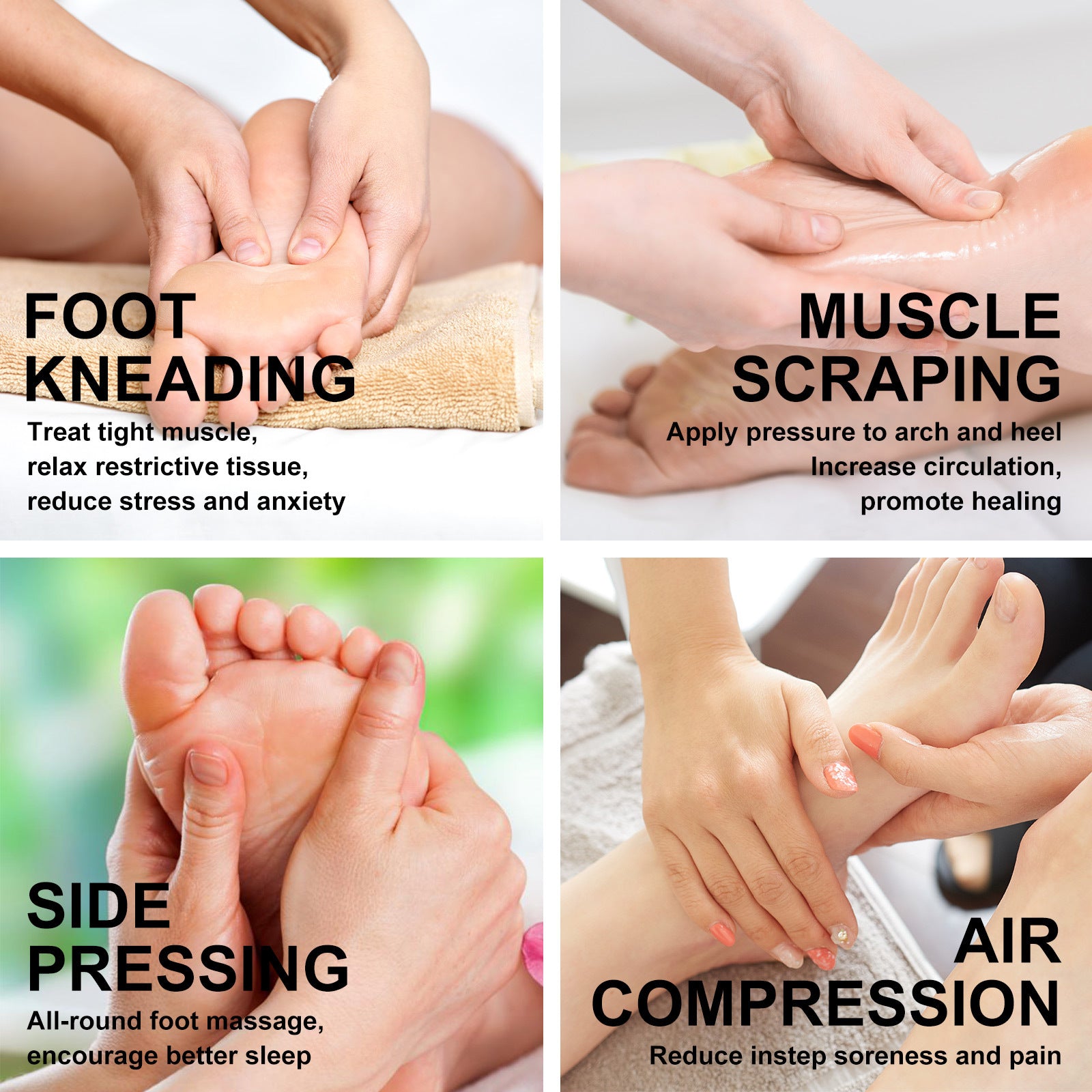 Forever Beauty Silver Foot Massager with air compression and shiatsu heat features, designed for ultimate foot relaxation.