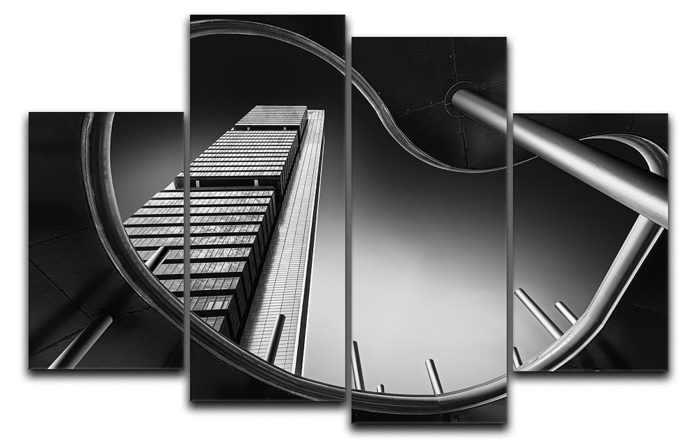 Foster Tower 4 Split Panel Canvas artwork featuring a dynamic design divided into four equal sections, perfect for modern decor.